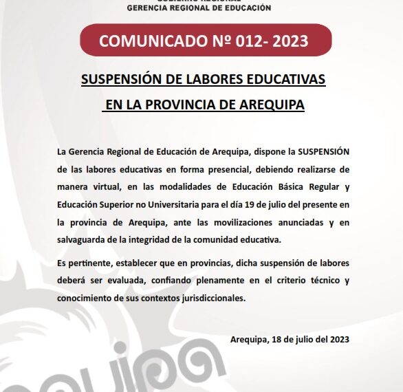 Suspensión de labores escolares Arequipa: ¿Por qué algunos colegios continúan?